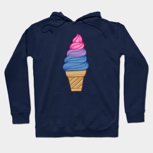 LGBTQIA+ Bisexual Pride Flag Pastel Soft Serve Ice Cream Cone Hoodie